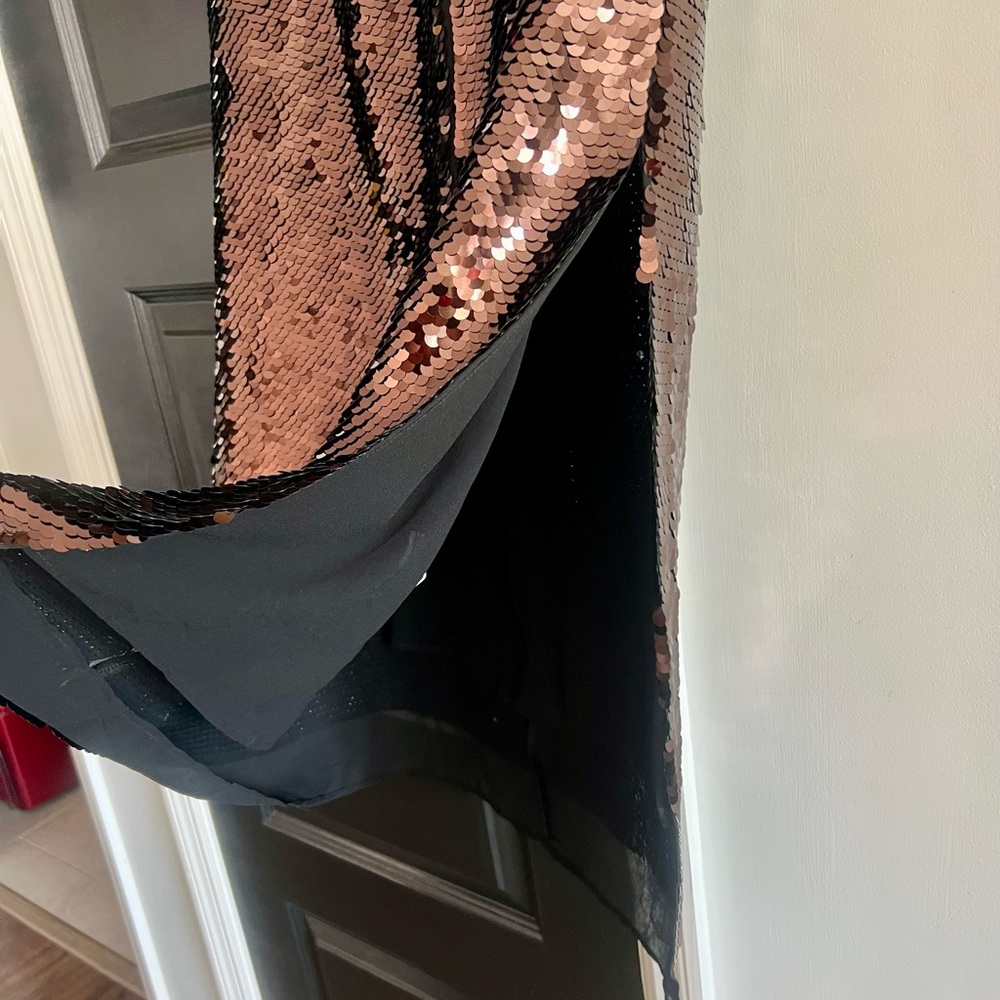 Zara Sequin Skirt in Rose Goldish Dark Maroon. - Picture 6 of 9